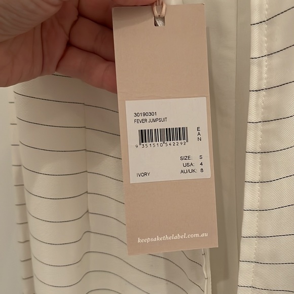 Keepsake the Label Fever Striped Wide Leg Ivory Jumpsuit, NWT Size 4 - Picture 14 of 15
